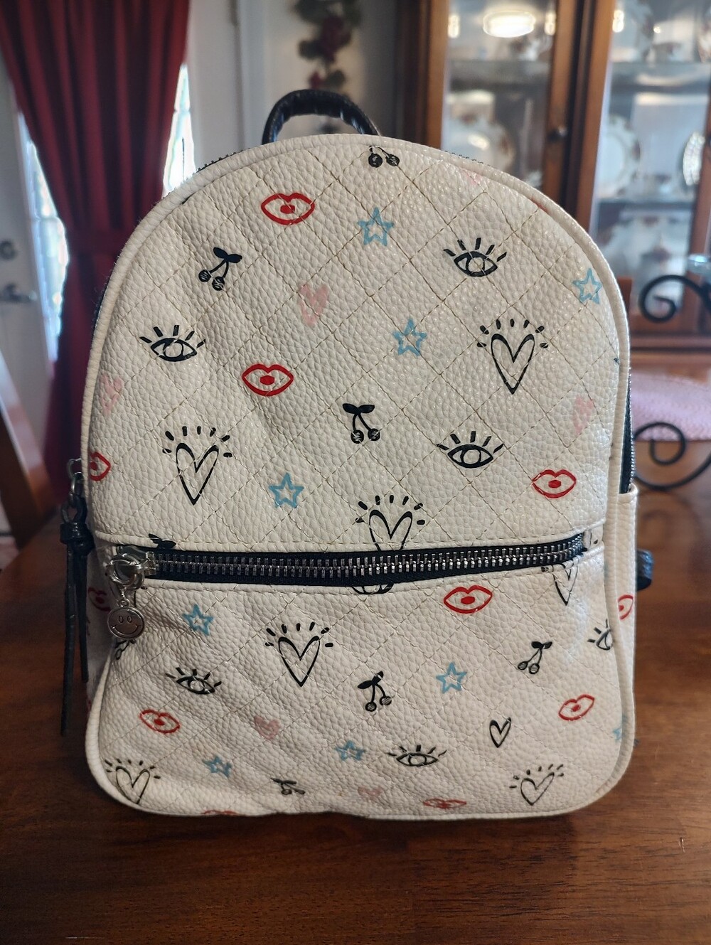 Kids White Patterned Mini Backpack – Unbranded